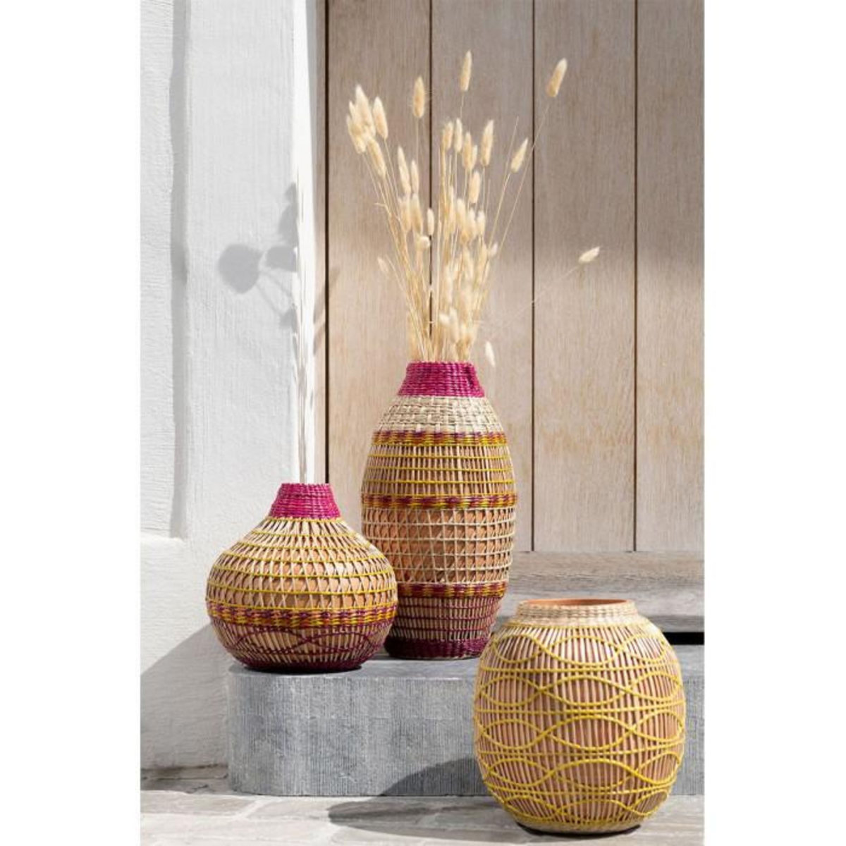 Paris Prix Vase Déco Tressé Bambou  Léandro  27cm Naturel