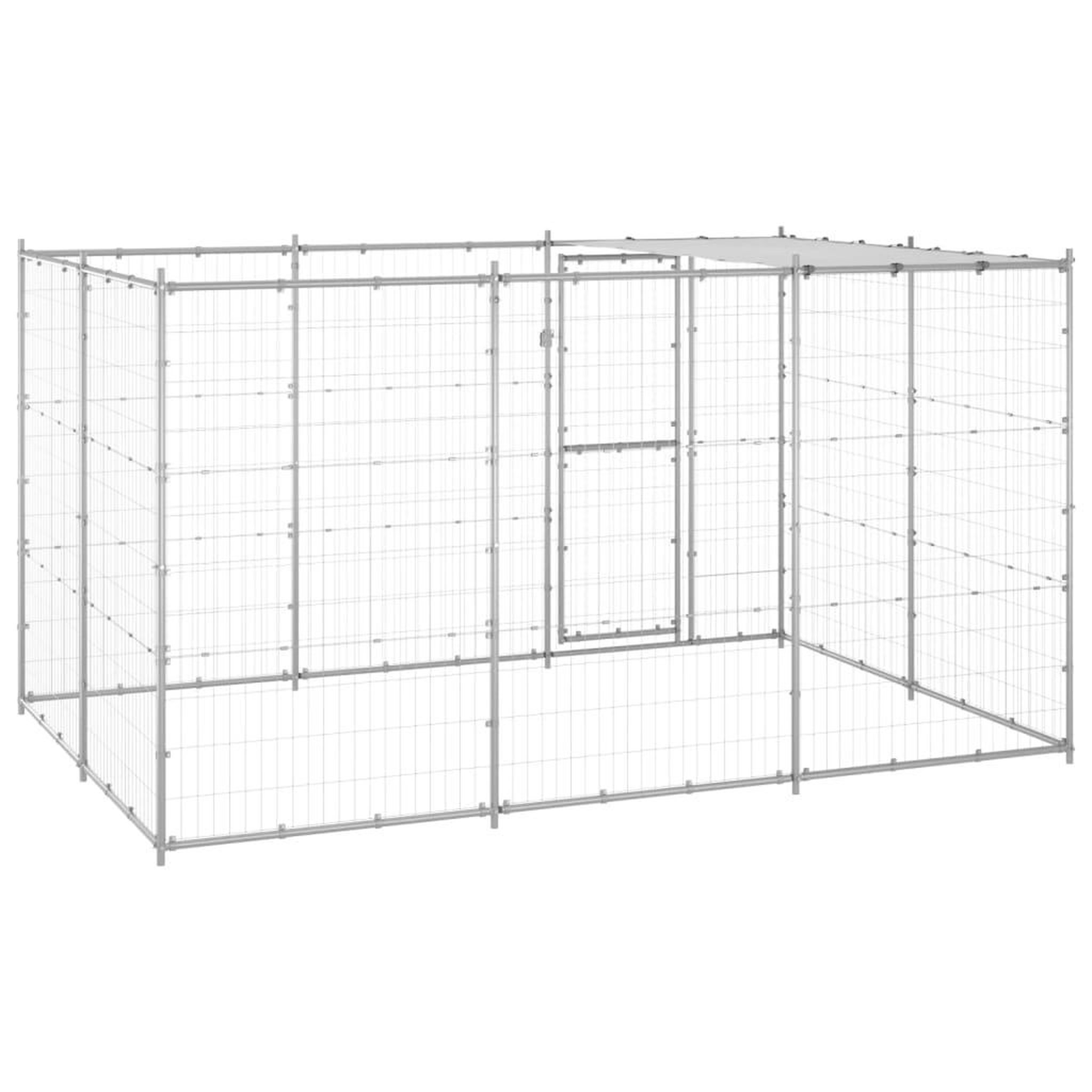 Voir la diapositive 4 : VIDAXL Chenil exterieur Acier galvanise avec toit 7,26 m²