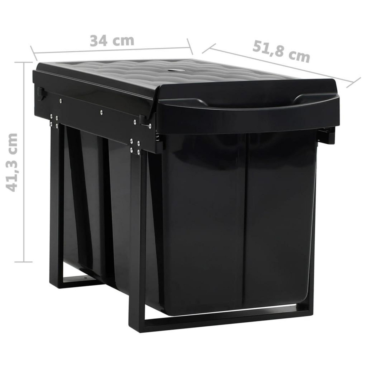 VIDAXL Poubelle amovible de cuisine Fermeture en douceur 48 L