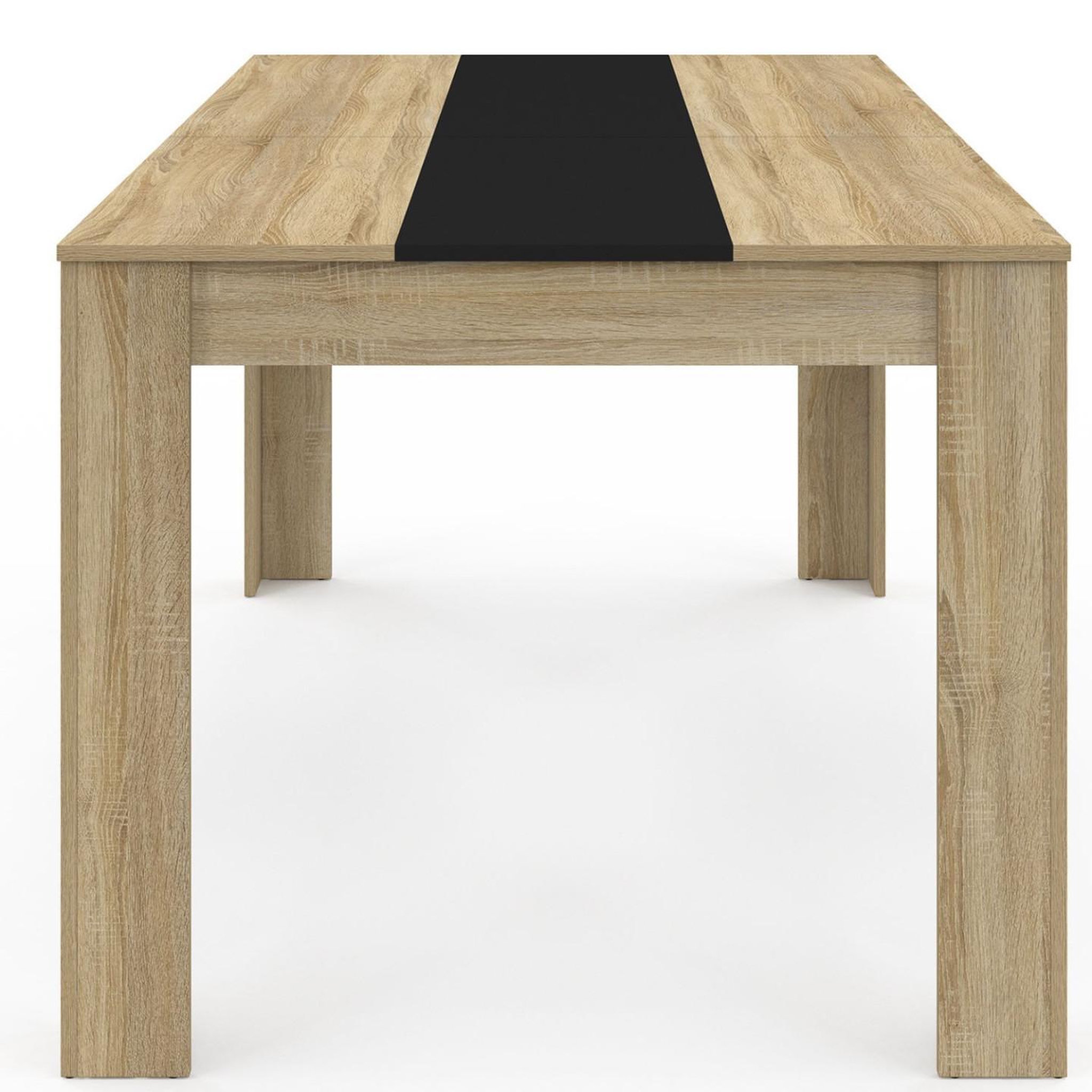Voir la diapositive 5 : ID MARKET Table à manger rectangle georgia 8 personnes imitation hêtre et noire 160 x 80 cm
