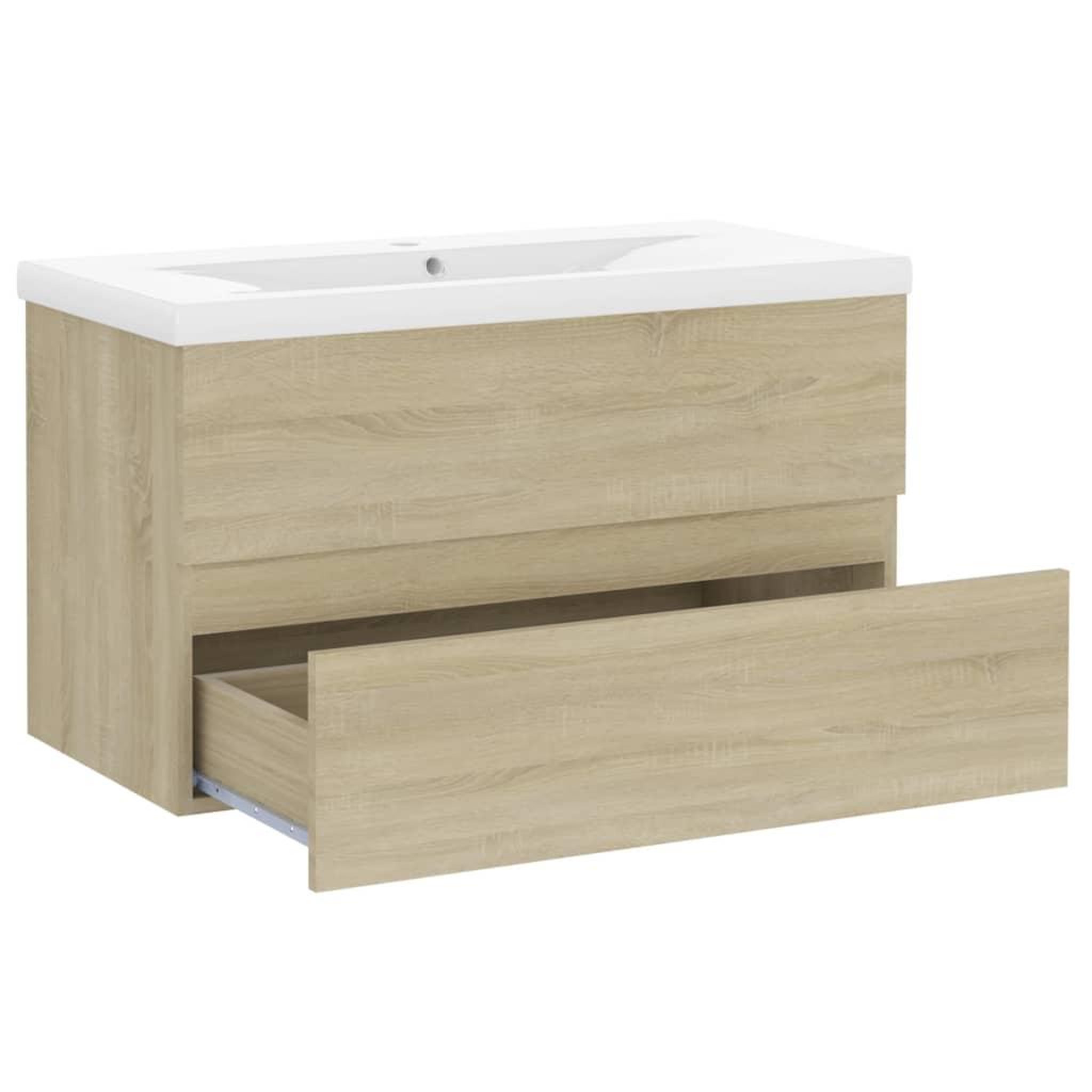 Voir la diapositive 4 : VIDAXL Armoire d'evier et lavabo integre Chene sonoma Bois ingenierie