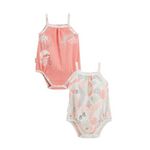 Petit Béguin Lot de 2 bodies bébé à bretelles Cilaos. Coloris disponibles : Rose