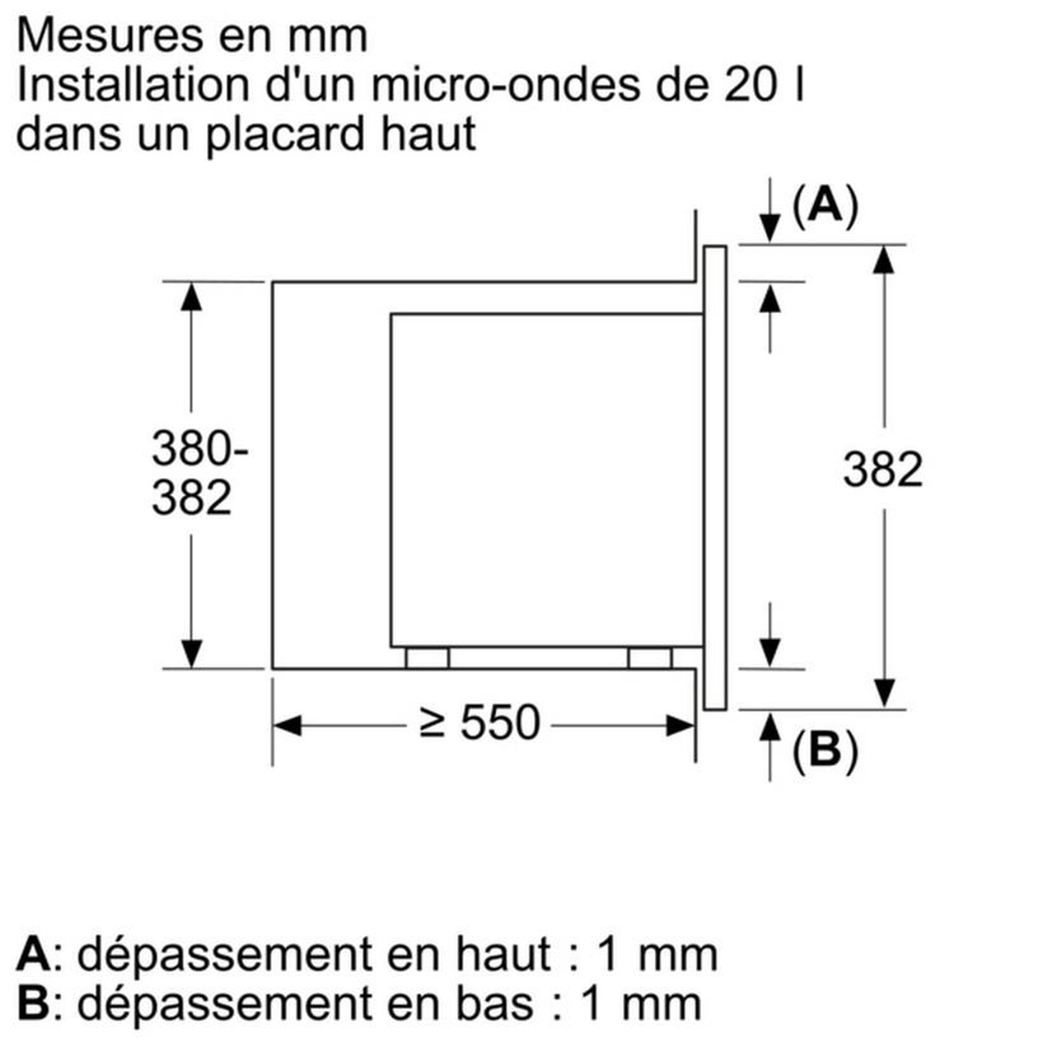 Voir la diapositive 6 : BOSCH Micro-ondes solo 20l 800w encastrable noir - BFL623MB3