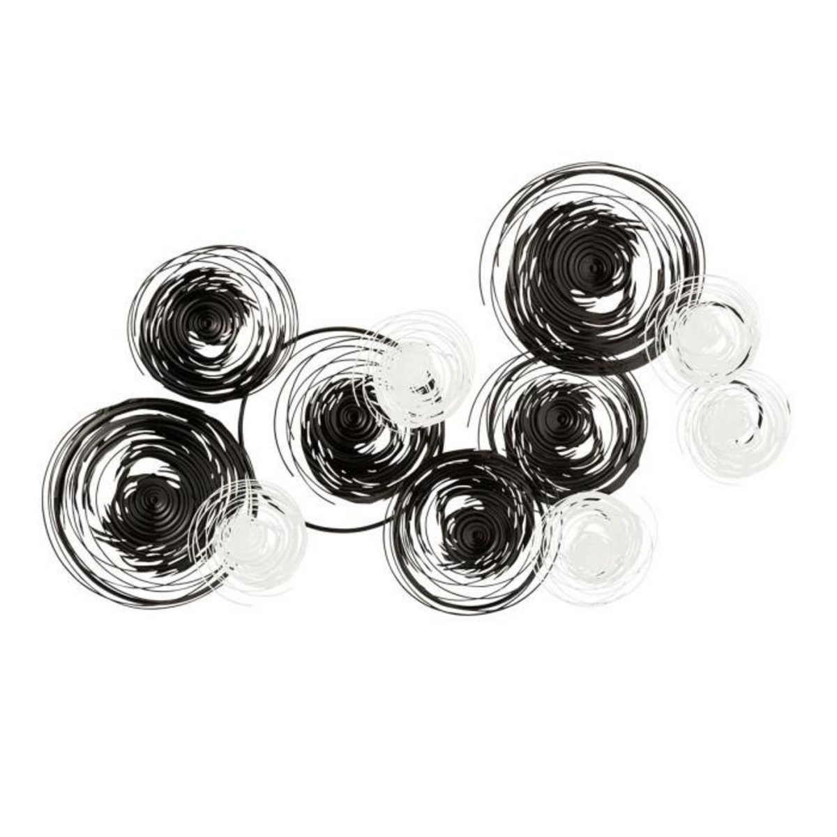 Paris Prix Décoration Murale  Cercles Métal  140cm Noir & Blanc