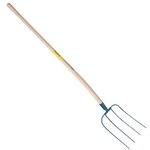OUTILS PERRIN Fourche d'ecurie large 4 dents manche pomme