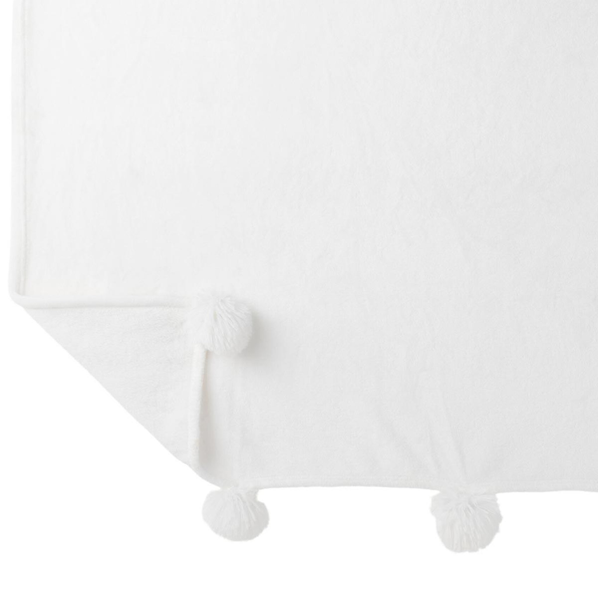 Voir la diapositive 2 : J-LINE Plaid à pompons  blanket  130x170cm blanc