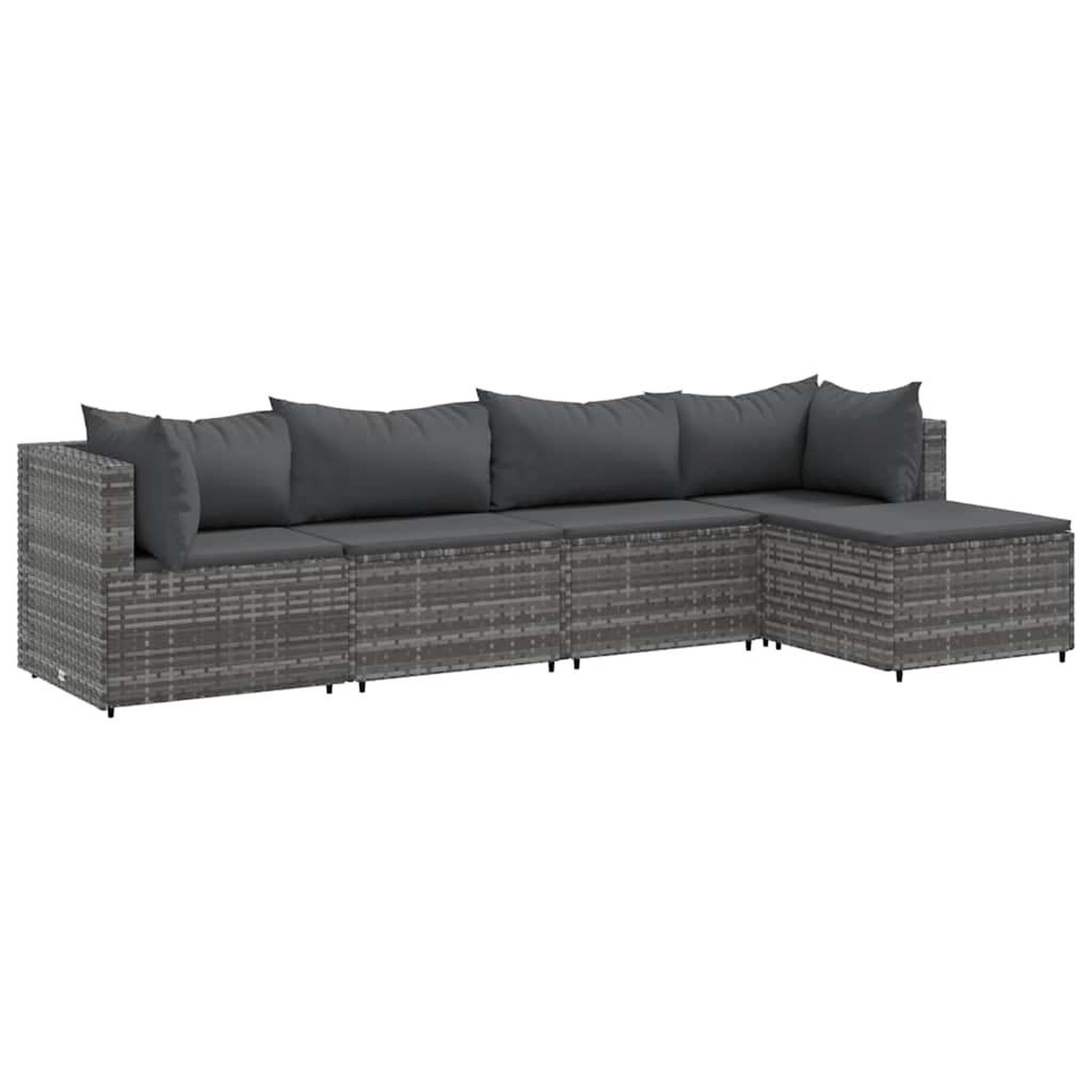 Voir la diapositive 2 : VIDAXL Salon de jardin 5 pcs avec coussins Gris Resine tressee