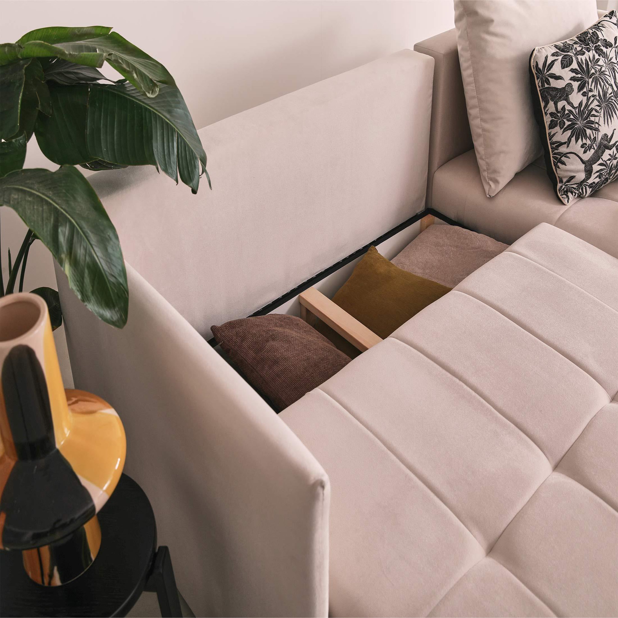 Voir la diapositive 4 : BEST MOBILIER Petra - canapé d'angle réversible - convertible avec coffre - 4 places - en velours