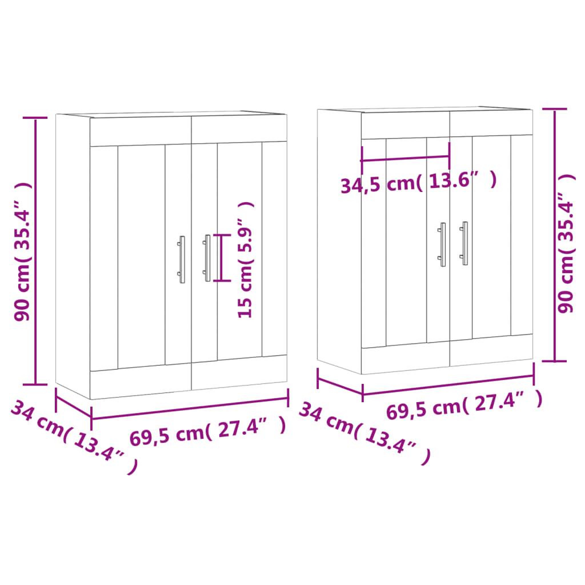 Voir la diapositive 6 : VIDAXL Armoires murales 2 pcs blanc bois d'ingenierie