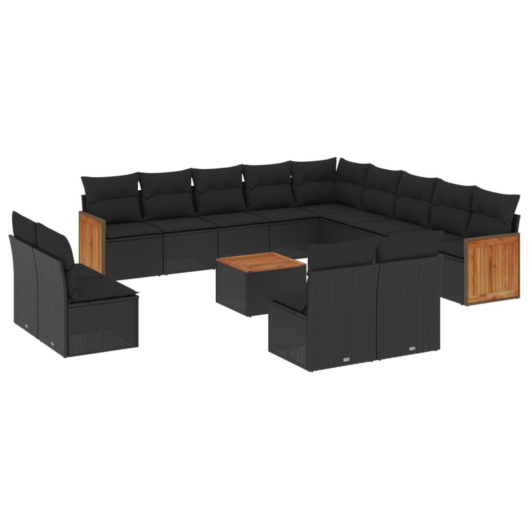 Voir la diapositive 2 : VIDAXL Salon de jardin avec coussins 14 pcs noir resine tressee