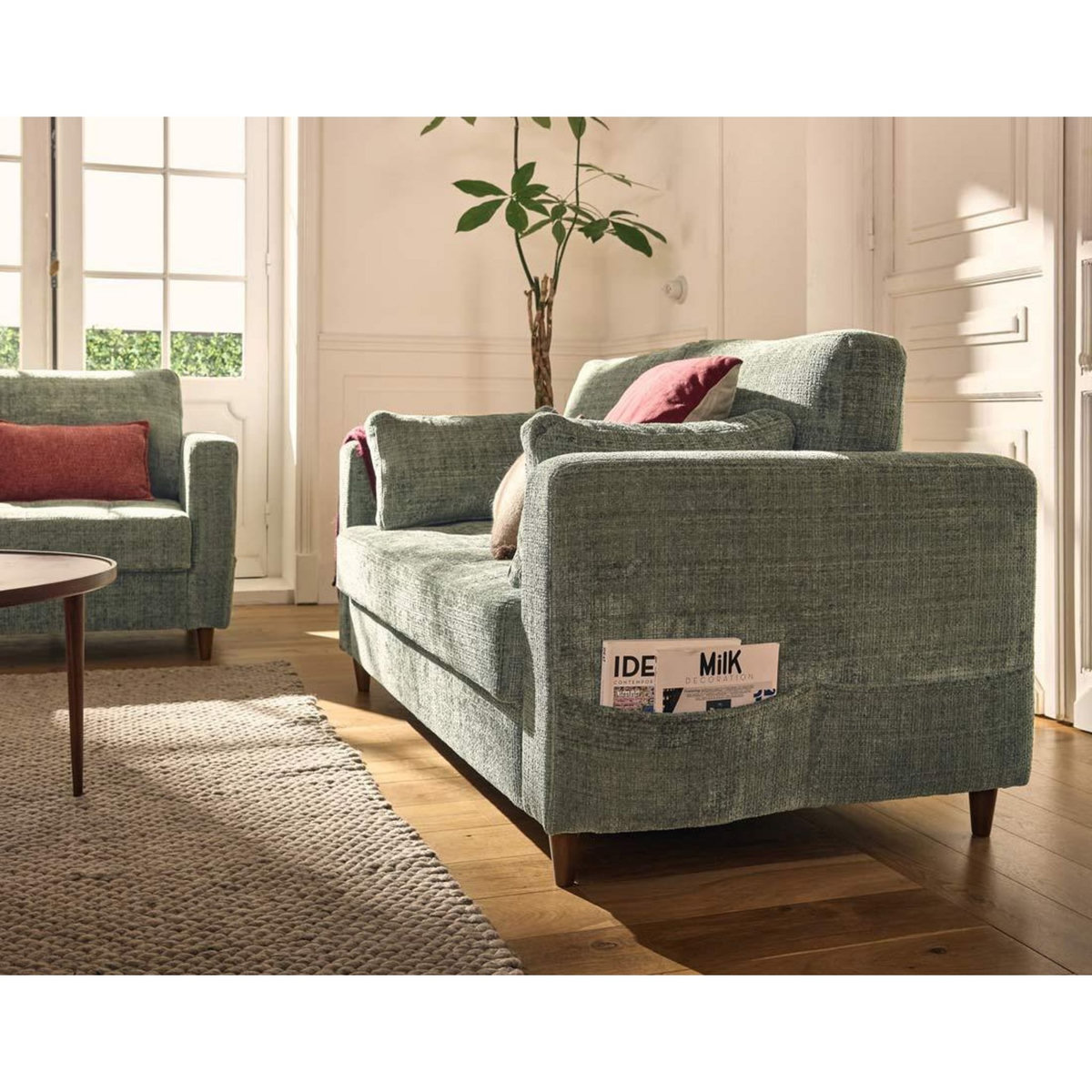 LISA DESIGN Anna - canapé droit 2 places avec poche en velours texturé