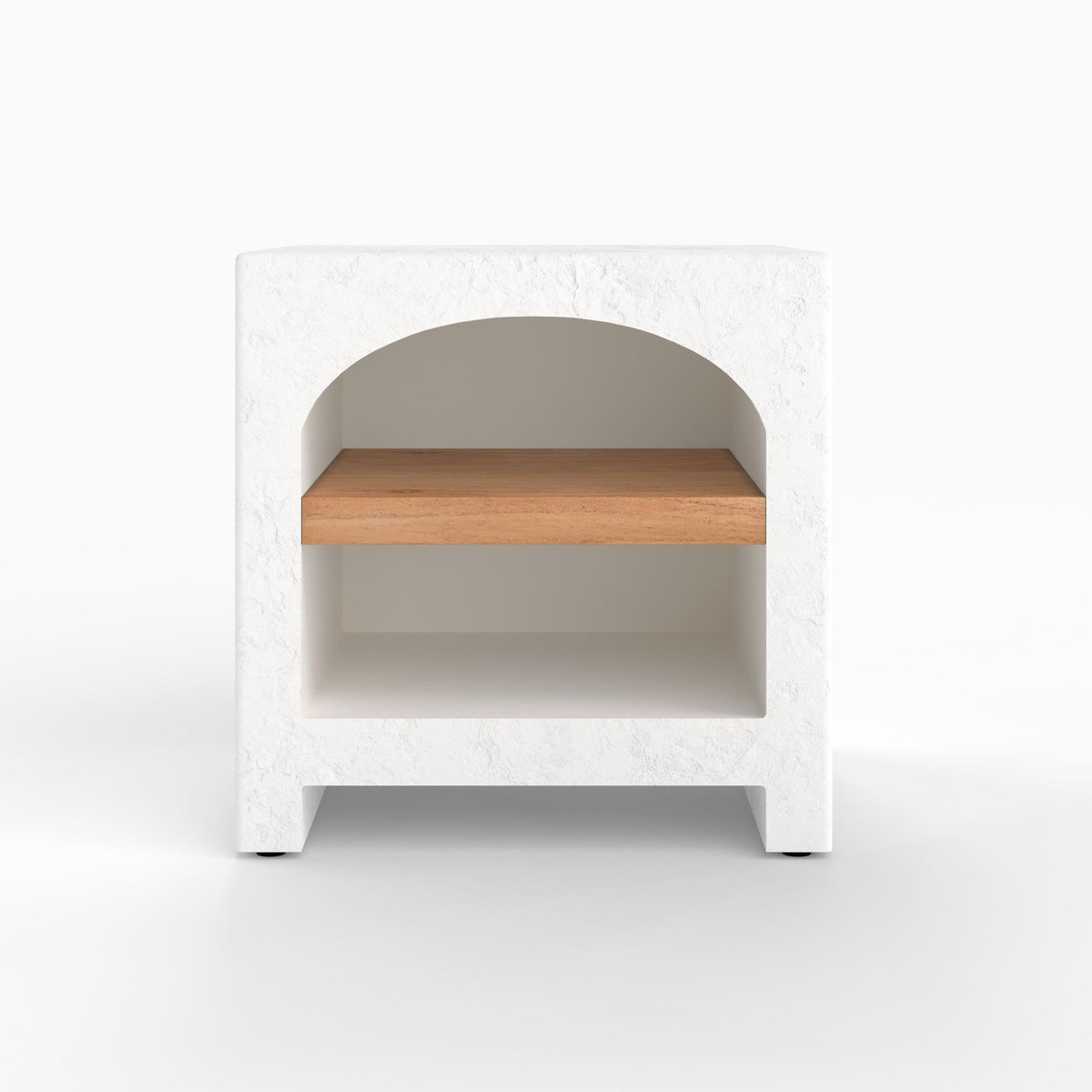 Rendez vous déco Table de chevet en plâtre blanc cassé et bois d'acacia-Fira