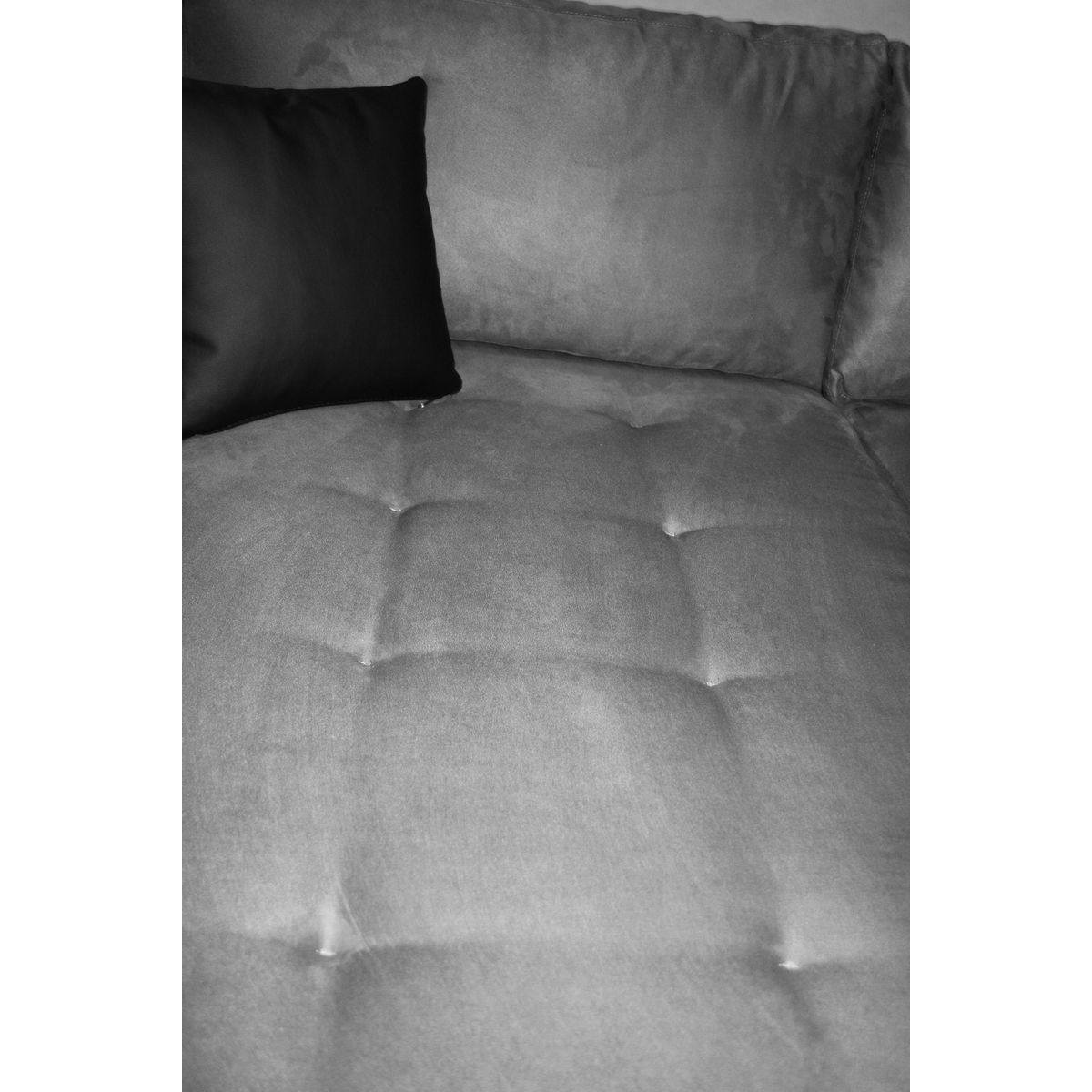 Canapé d'angle droit convertible panoramique 5 places tissu simili avec coffre MAGNUS