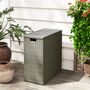Voir la diapositive 2 : OUTSUNNY Coffre de jardin en résine tressée 66L dim. 28 x 55 x 60 cm plateau bois acacia gris