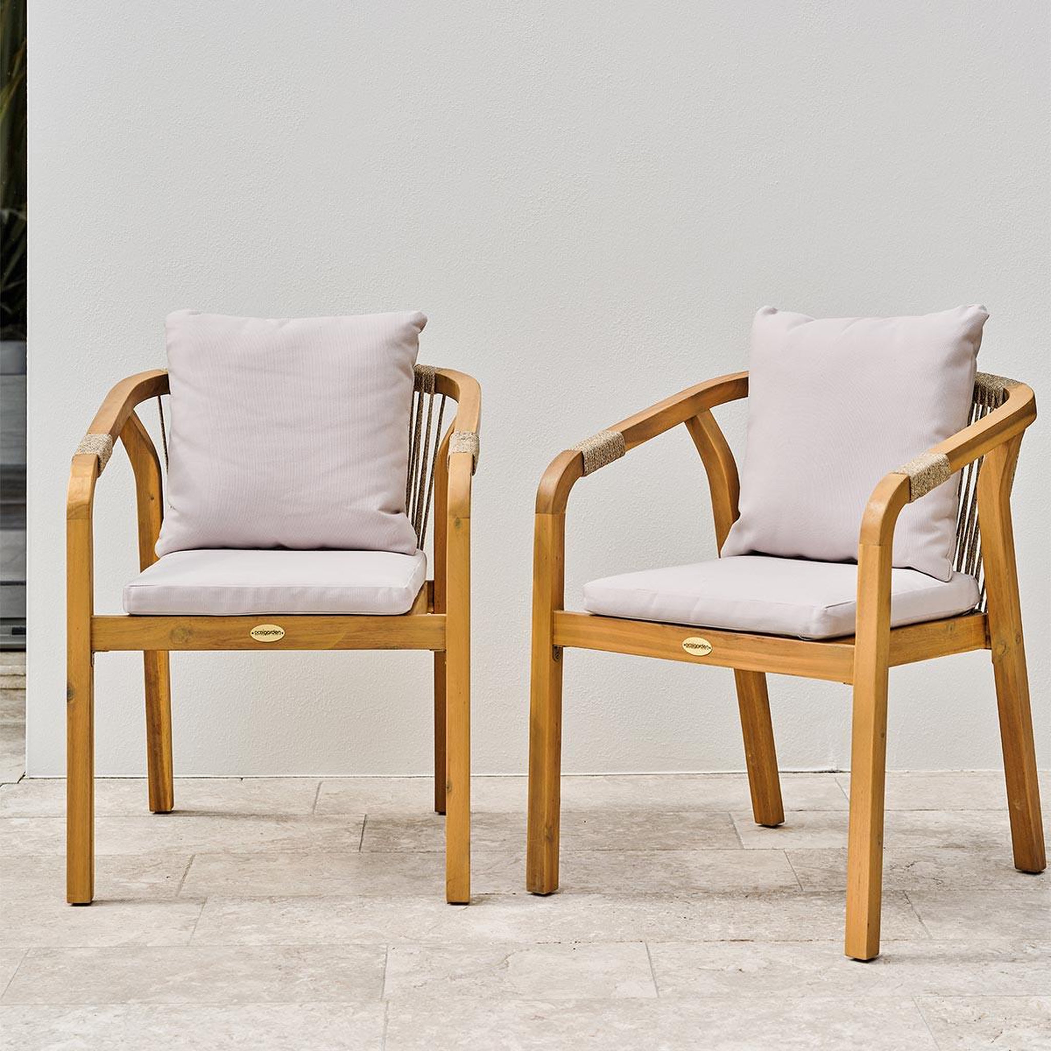Voir la diapositive 2 : DCB GARDEN Lot de 2 Fauteuils de Jardin  Serena  75cm Naturel