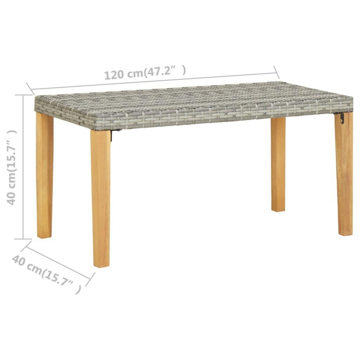 VIDAXL Banc de jardin 120 cm Gris Resine tressee et bois d'acacia