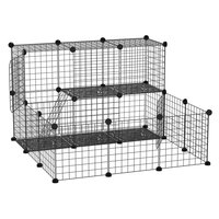 PAWHUT Cage petits rongeurs rats furets 3 niveaux avec abreuvoir, hamac, 2  rampes - dim. 80L x 48l x 78H cm - acier alliage alu. PP noir pas cher 