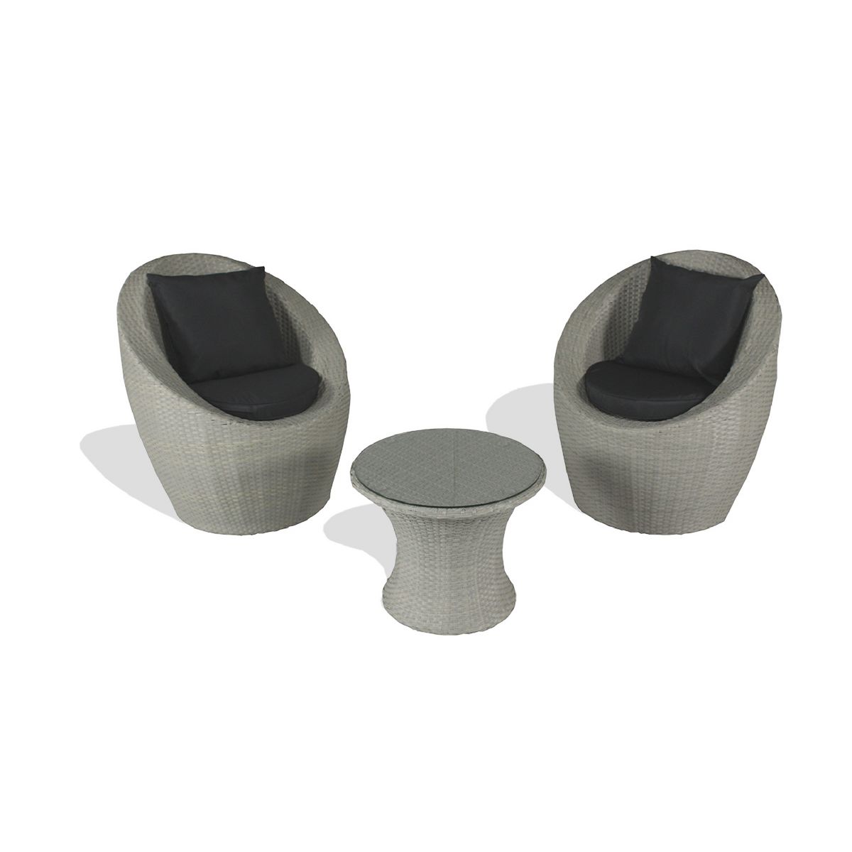 DCB GARDEN Salon de jardin 2 personnes TOTEM gris