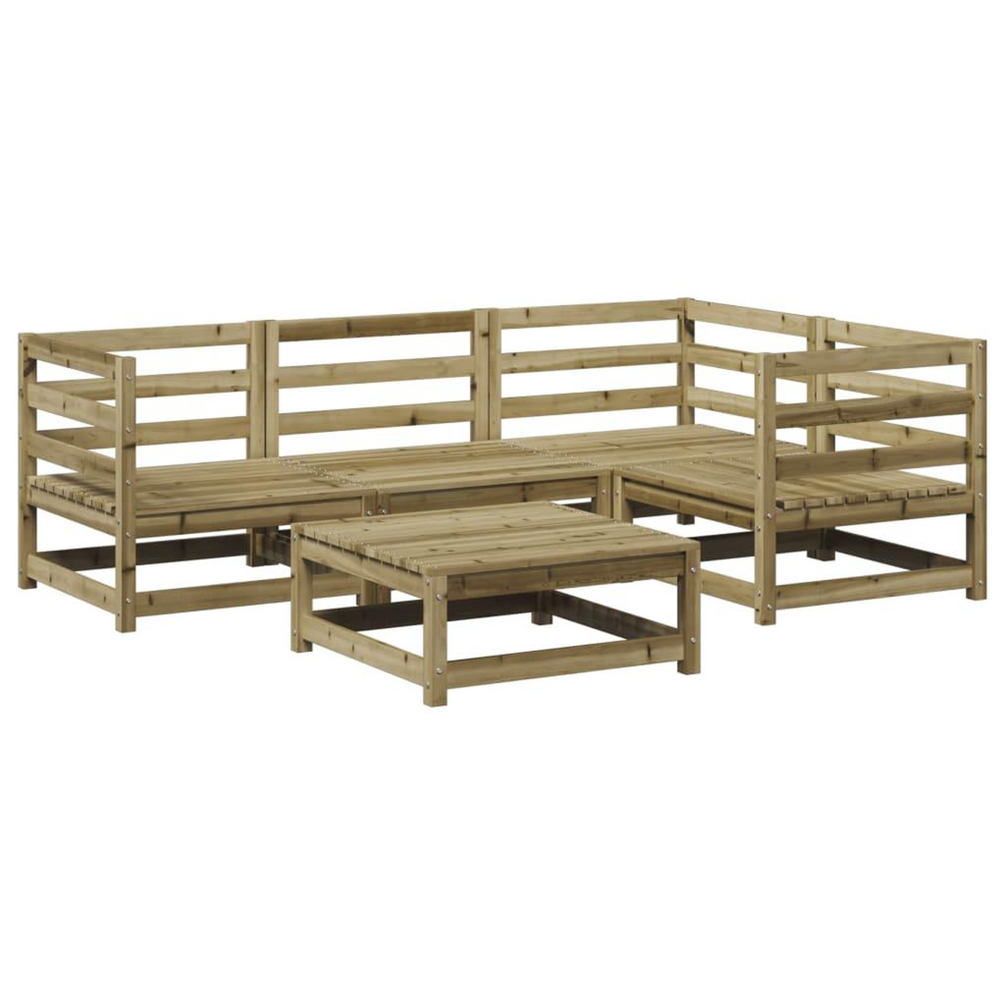 Voir la diapositive 2 : VIDAXL Salon de jardin 5 pcs bois de pin impregne