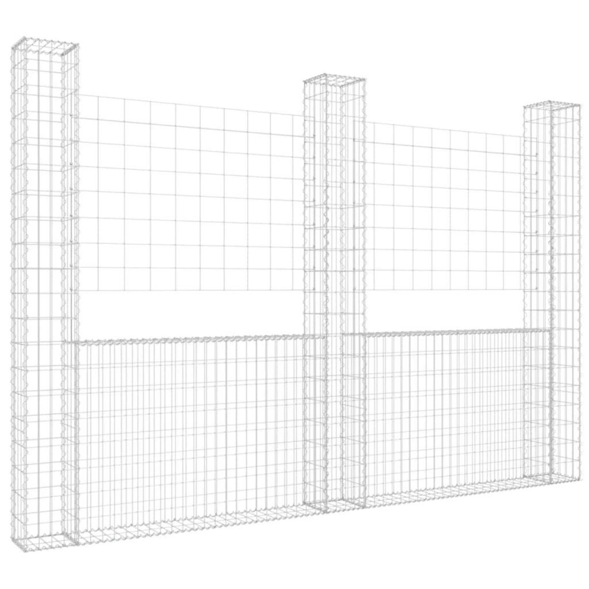 VIDAXL Panier de gabion en forme de U avec 3 poteaux Fer 260x20x200 cm