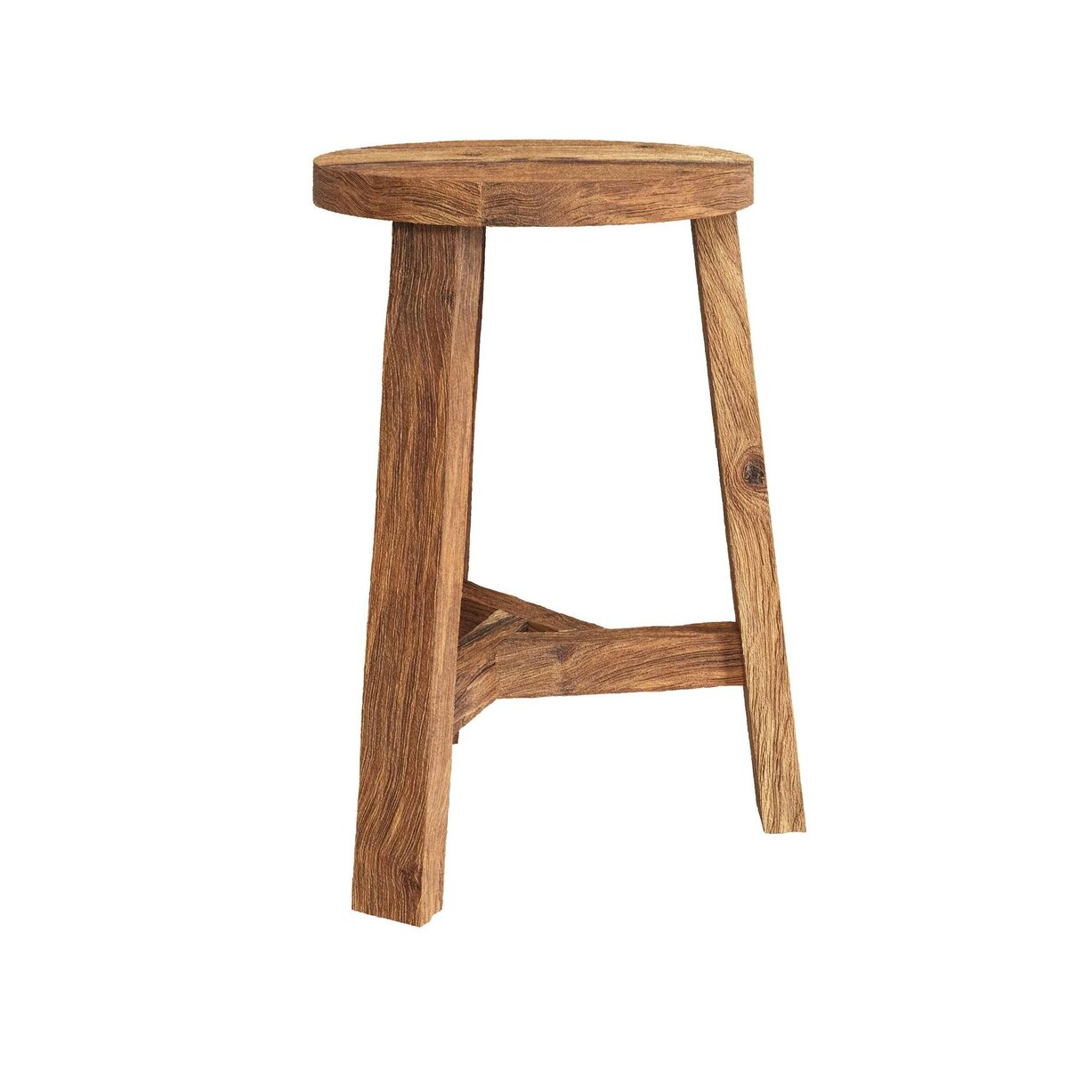 Rendez vous déco Tabouret rond en bois de teck recyclé H45 cm-Léa