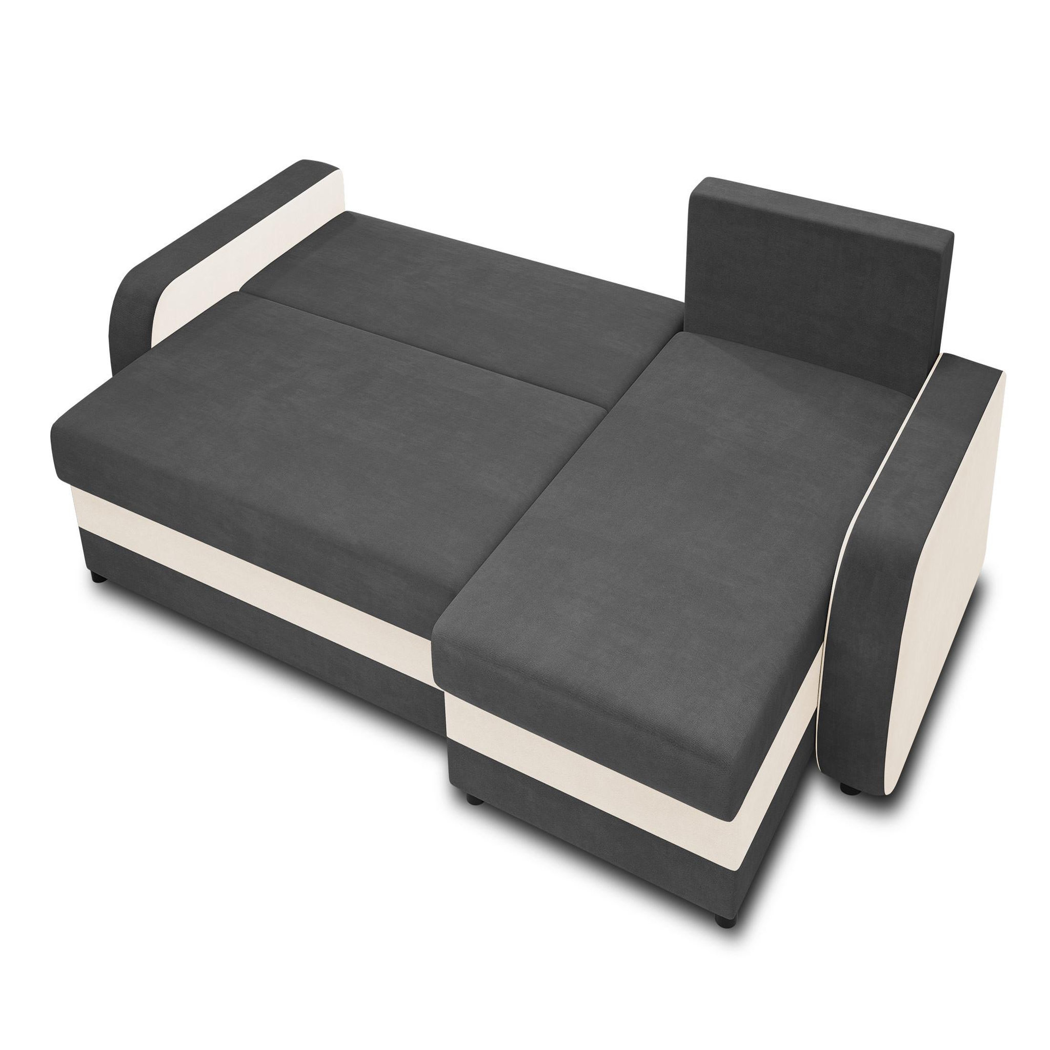 Voir la diapositive 2 : BEST MOBILIER Valos - canapé d'angle réversible - 4 places - convertible avec coffre - en velours