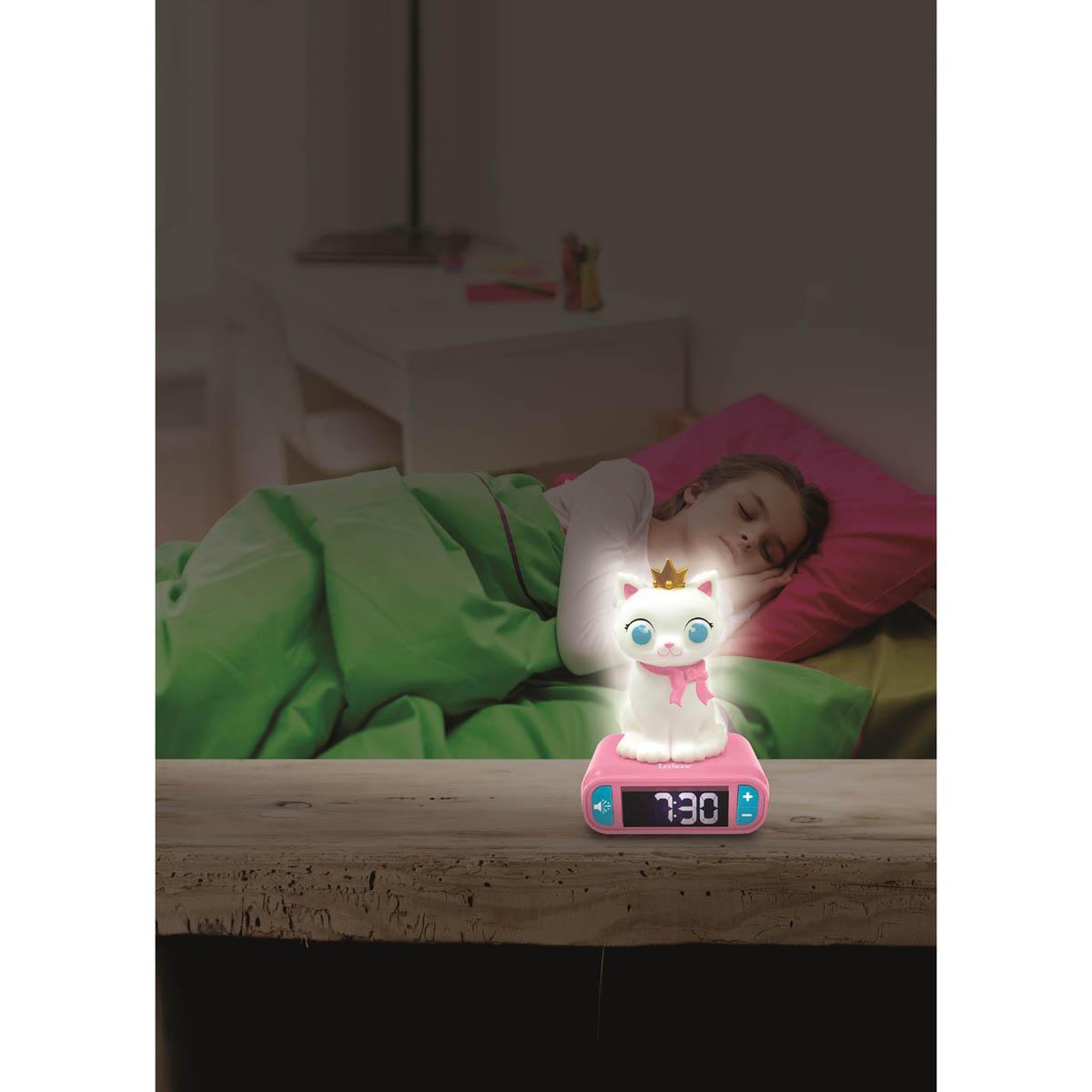 Voir la diapositive 6 : Lexibook Réveil avec Veilleuse Lumineuse Chat en 3D