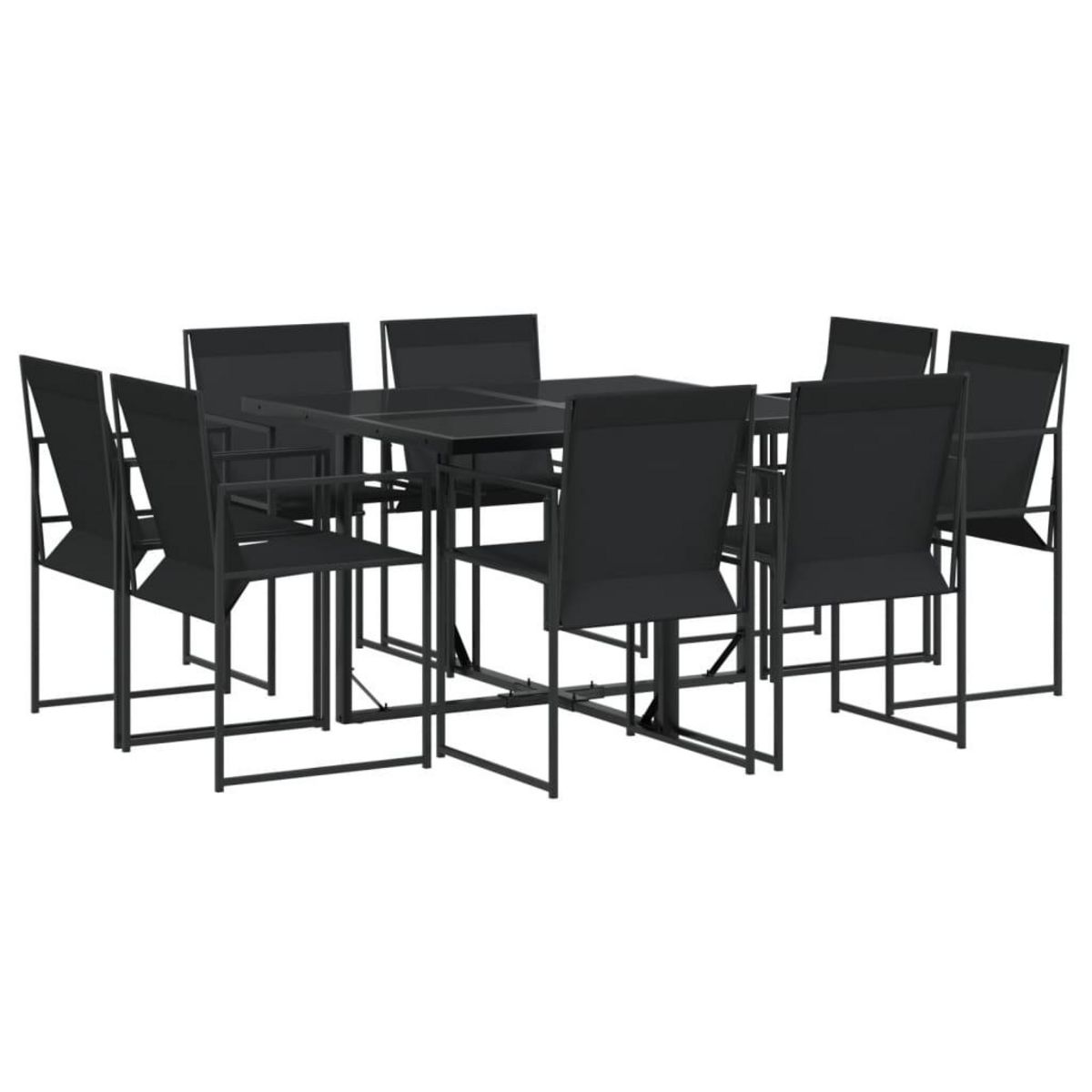 VIDAXL Ensemble a manger de jardin 9 pcs noir textilene
