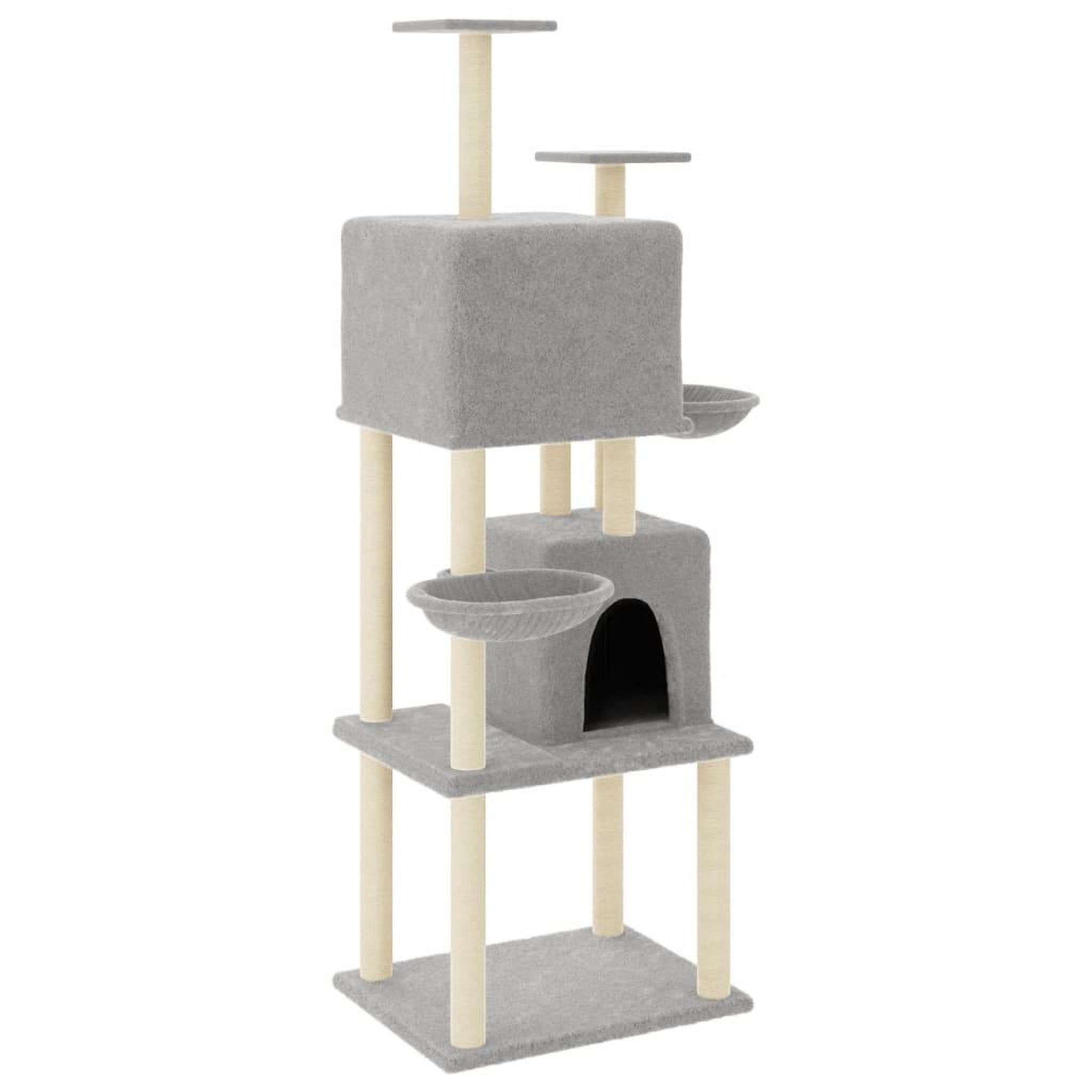 Voir la diapositive 2 : VIDAXL Arbre a chat avec griffoirs en sisal Gris clair 180 cm