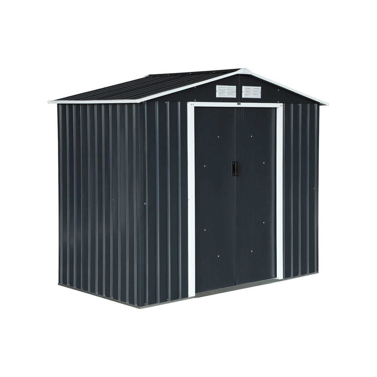 SWEEEK Abri de jardin en métal - Houtland. 2.71 m² anthracite - Cabane à outils avec double portes coulissantes. kit de fixation sol inclus. L 213 x P 131 x H 185cm