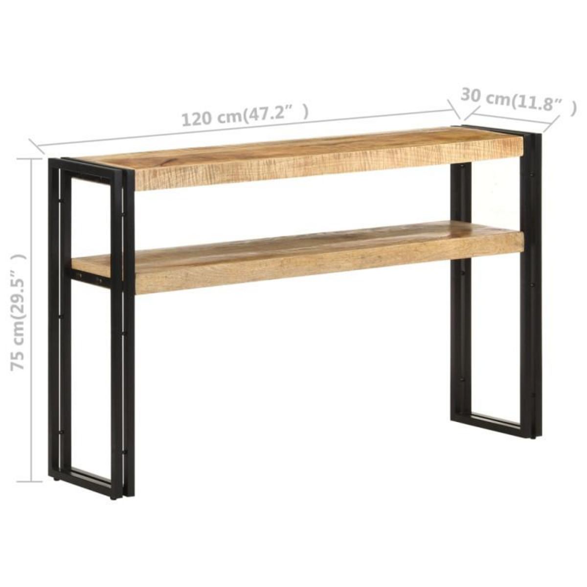 VIDAXL Table console 120x30x75 cm Bois de manguier brut