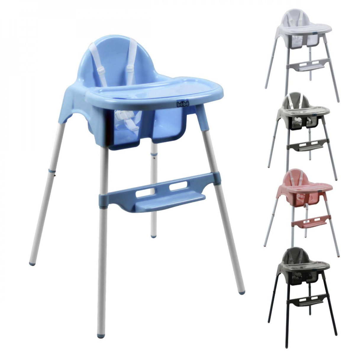 Monsieur Bébé Chaise haute bébé réglable hauteur et tablette