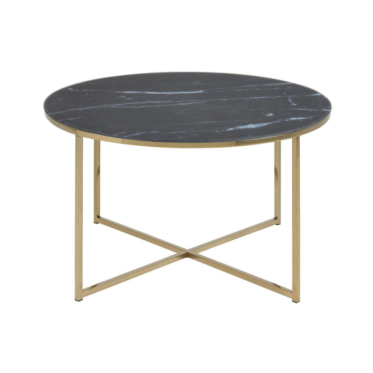 TOILINUX Table basse Alysé ronde en verre effet marbre