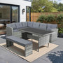 Voir la diapositive 2 : CONCEPT USINE Salon de jardin 8 places avec canapé d'angle en résine tressée grise MOOREA