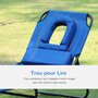 HOMCOM Transat de jardin chaise longue pliante bain de soleil pour lecture bleu