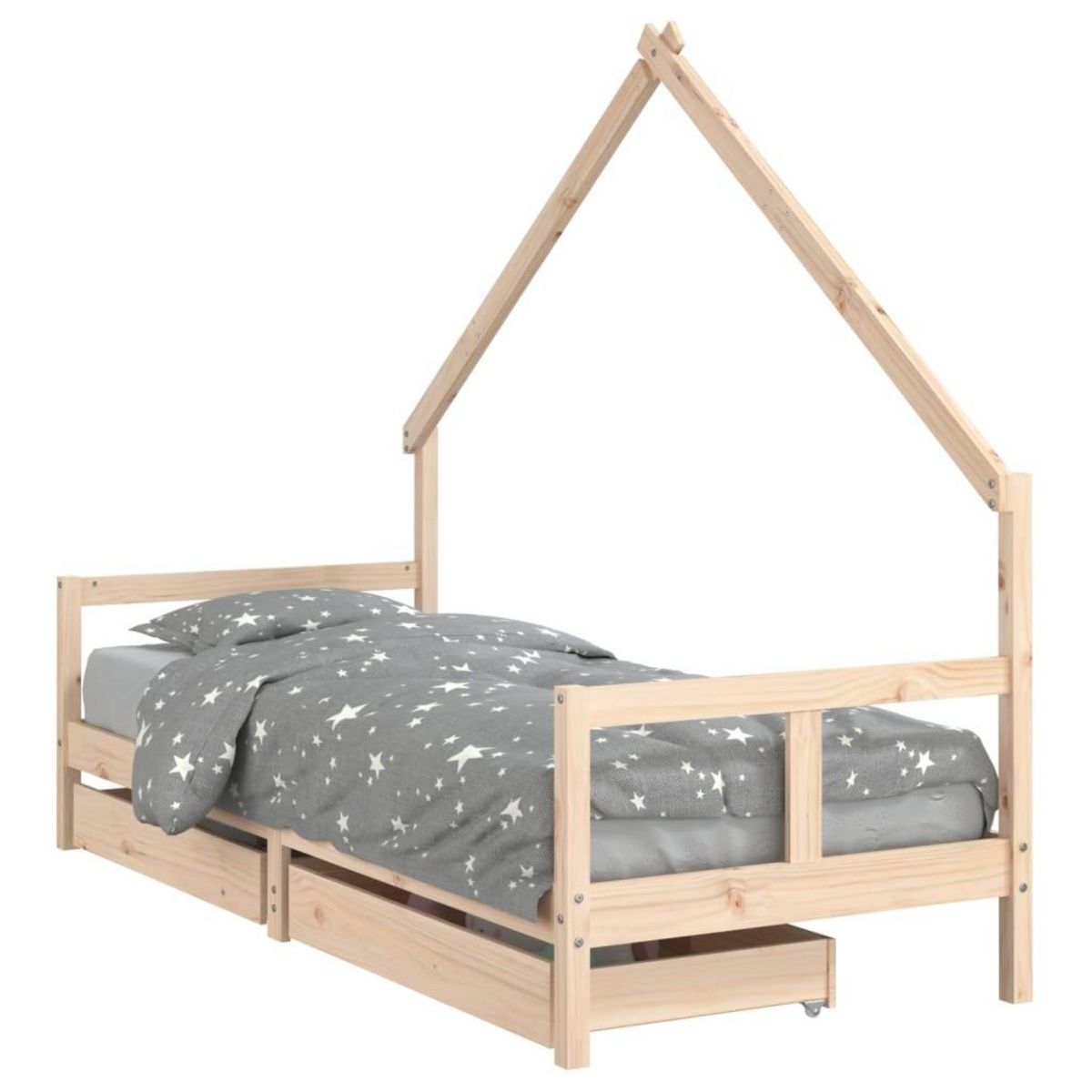 VIDAXL Cadre de lit pour enfants gris 80x200 cm bois de pin massif