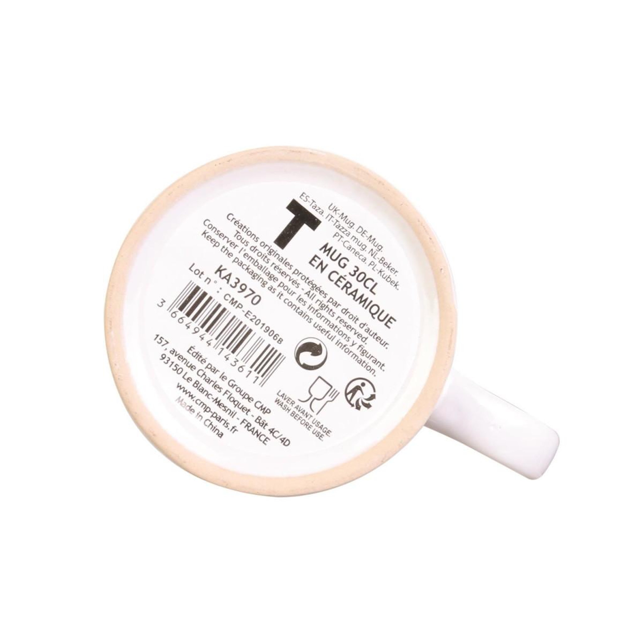 Voir la diapositive 2 : The Home Deco Factory Mug en Céramique  Lettre T  30cl Noir & Blanc