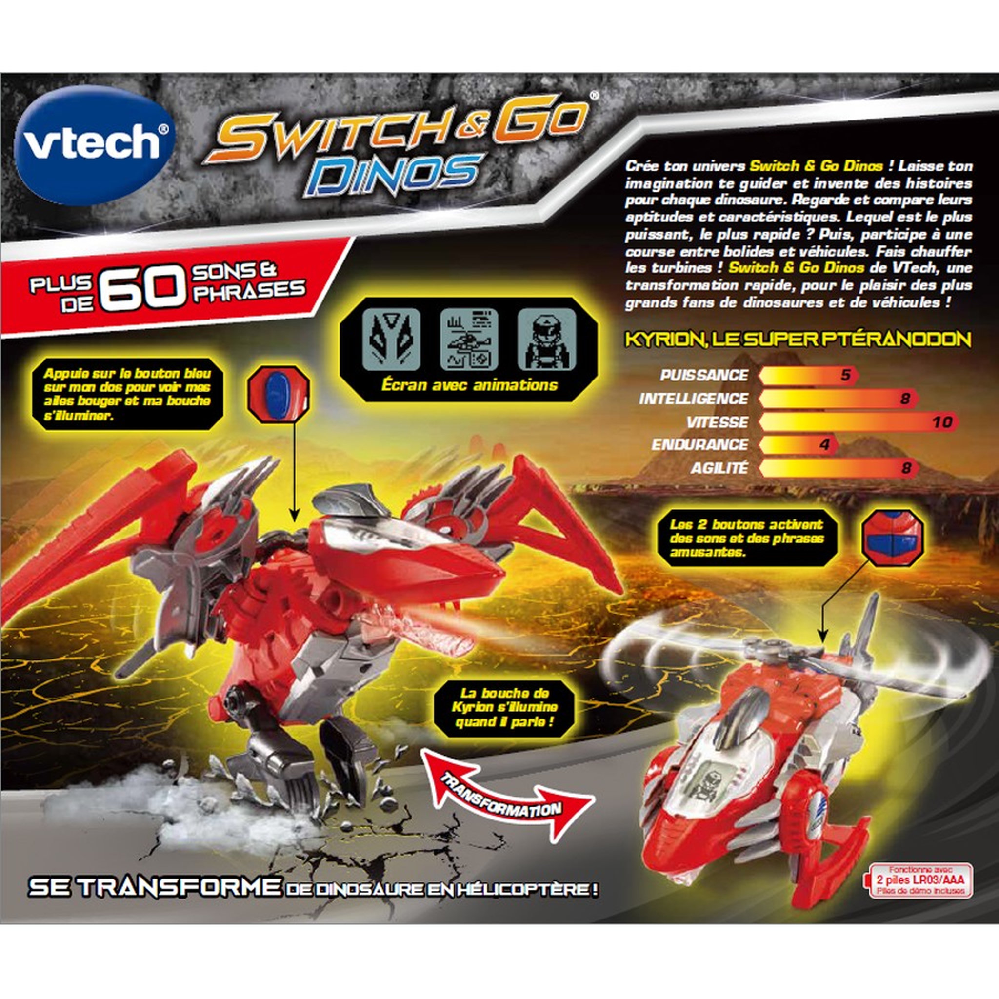 Voir la diapositive 6 : VTECH Kyrion Super Pteranodon - Switch & Go Dinos