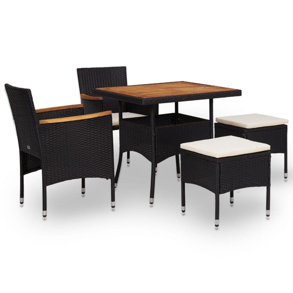 VIDAXL Mobilier d'exterieur 5 pcs Noir Resine tressee et bois d'acacia