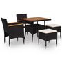 Voir la diapositive 1 : VIDAXL Mobilier d'exterieur 5 pcs Noir Resine tressee et bois d'acacia