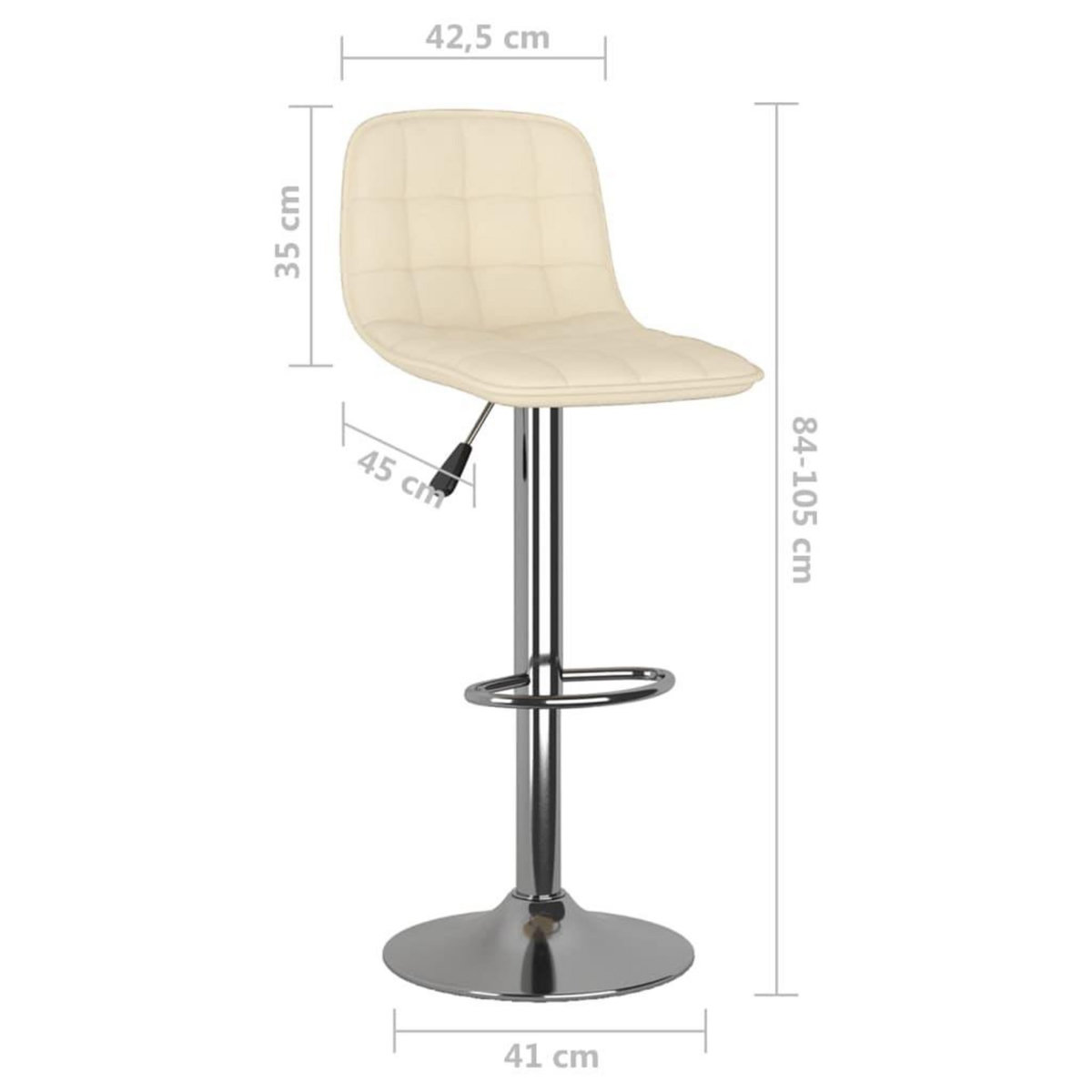 VIDAXL Tabourets de bar lot de 2 creme tissu