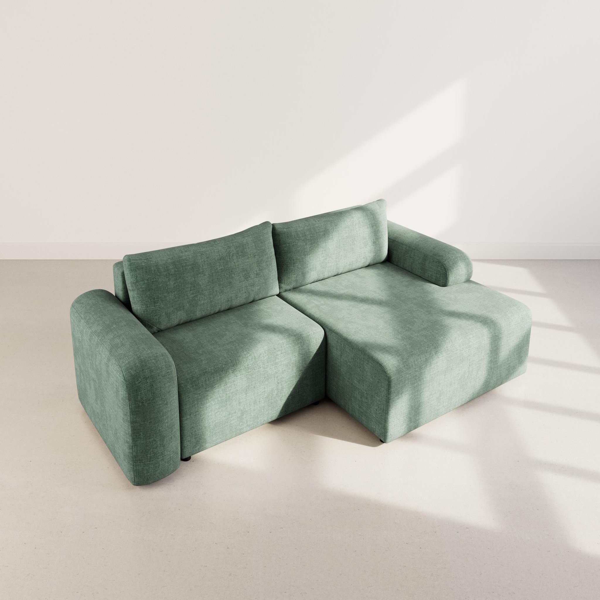 Voir la diapositive 6 : BEST MOBILIER Rebecca - canapé d'angle droit 4 places convertible avec coffre en velours texturé