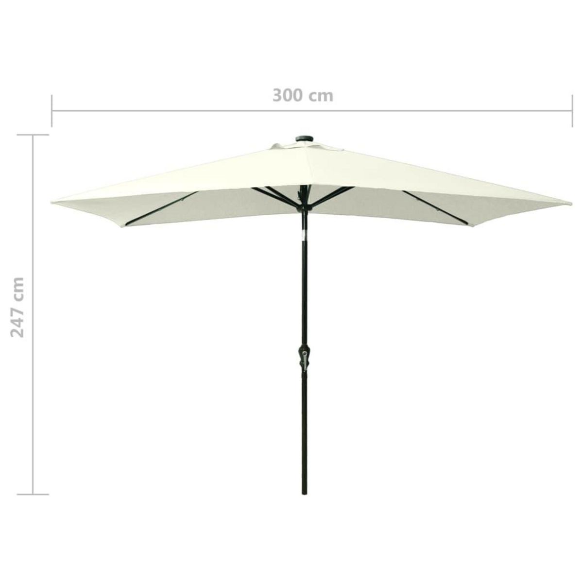 VIDAXL Parasol de jardin avec LED et mat en acier sable 2x3 m