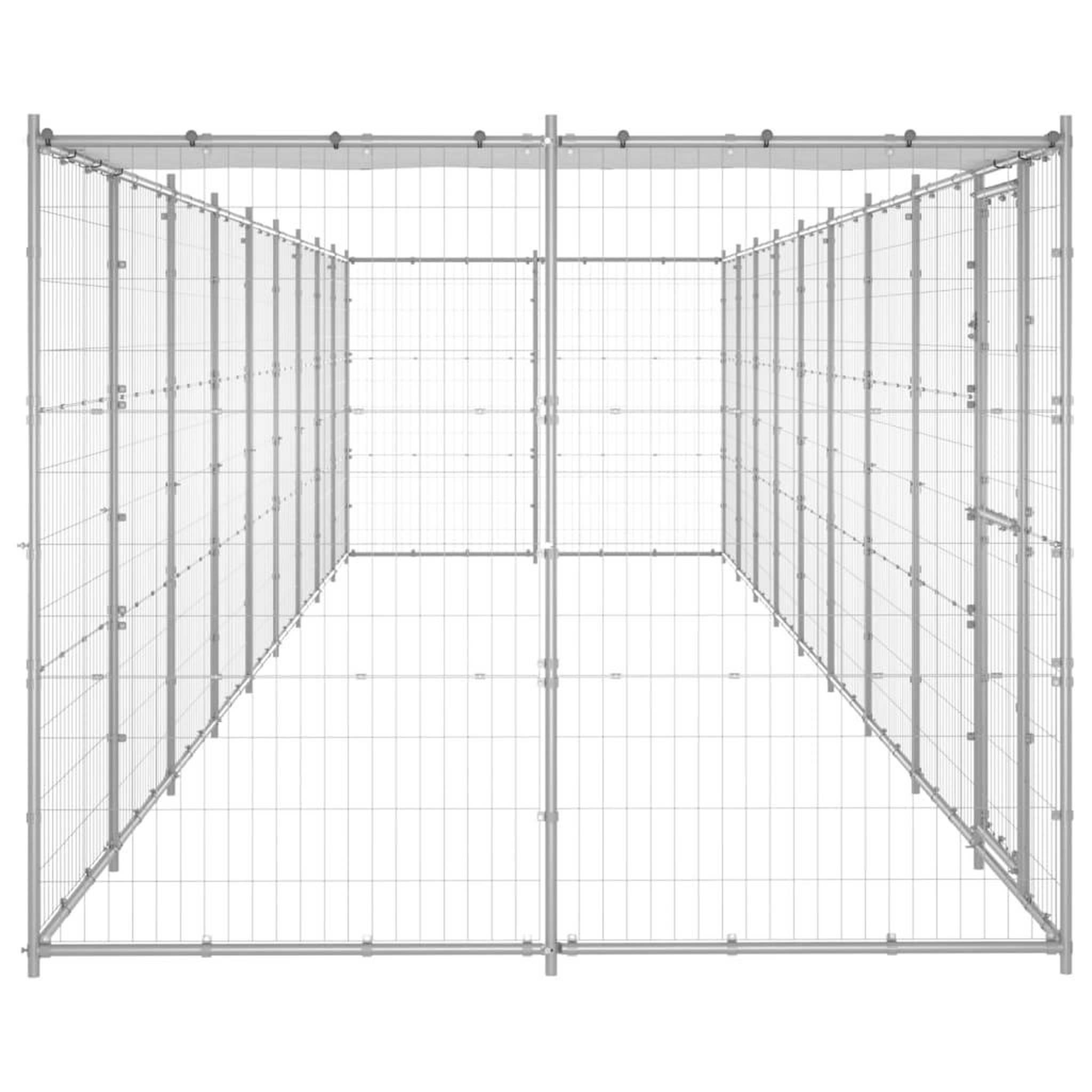 Voir la diapositive 3 : VIDAXL Chenil exterieur Acier galvanise avec toit 21,78 m²