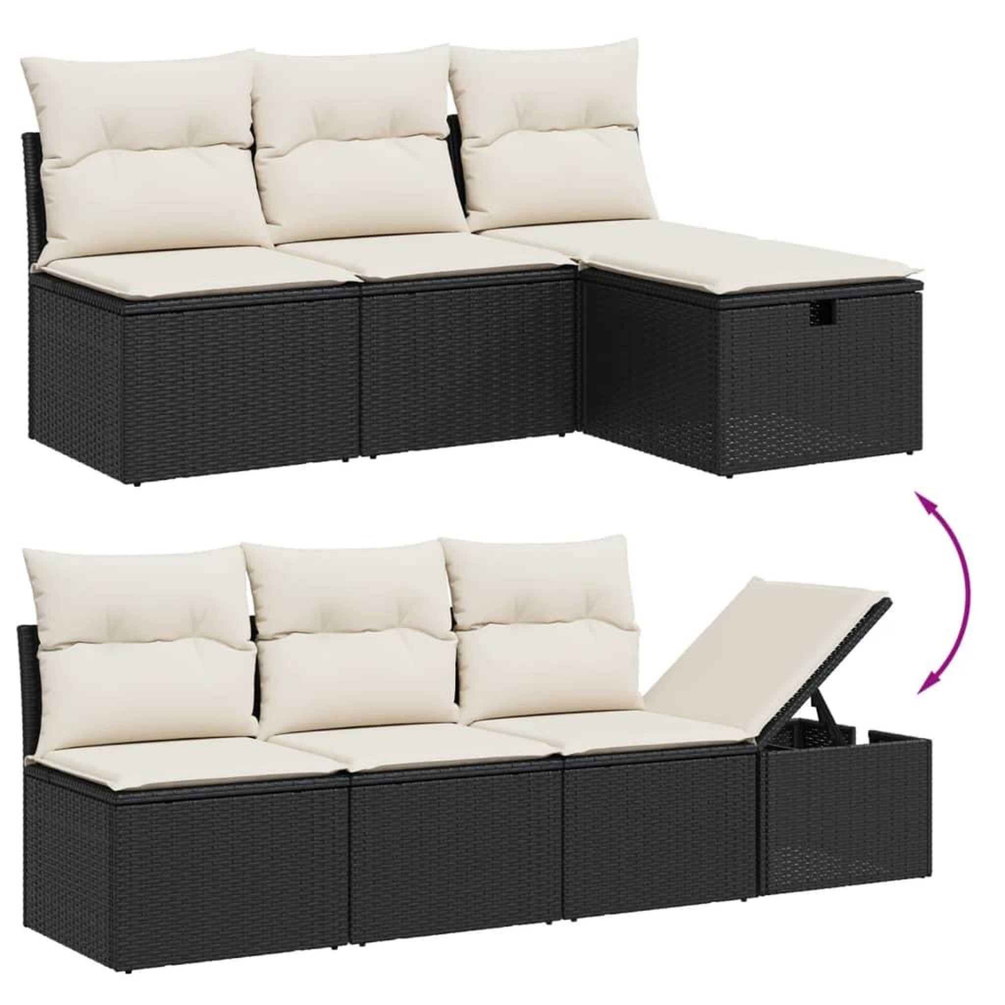 Voir la diapositive 3 : VIDAXL Salon de jardin 7 pcs avec coussins noir resine tressee