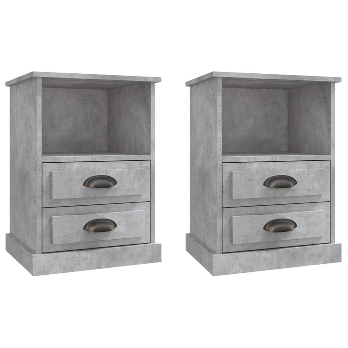 VIDAXL Tables de chevet 2 pcs gris beton 43x36x60 cm