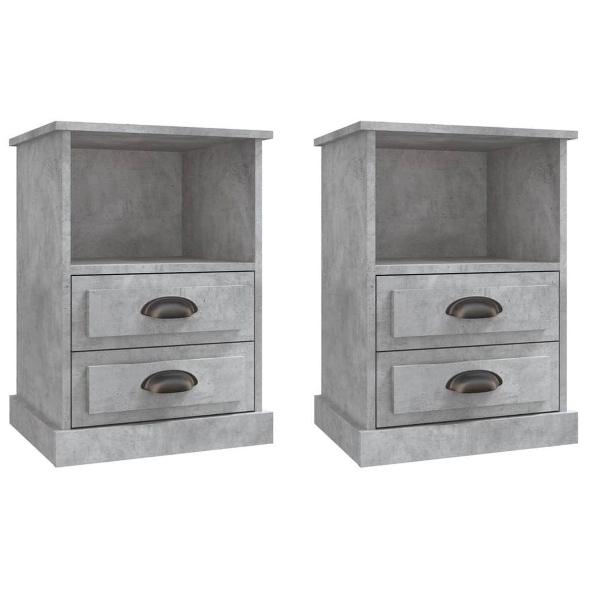 VIDAXL Tables de chevet 2 pcs gris beton 43x36x60 cm