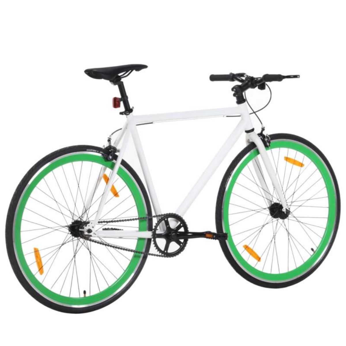 VIDAXL Vélo à pignon fixe blanc et vert 700c 55 cm