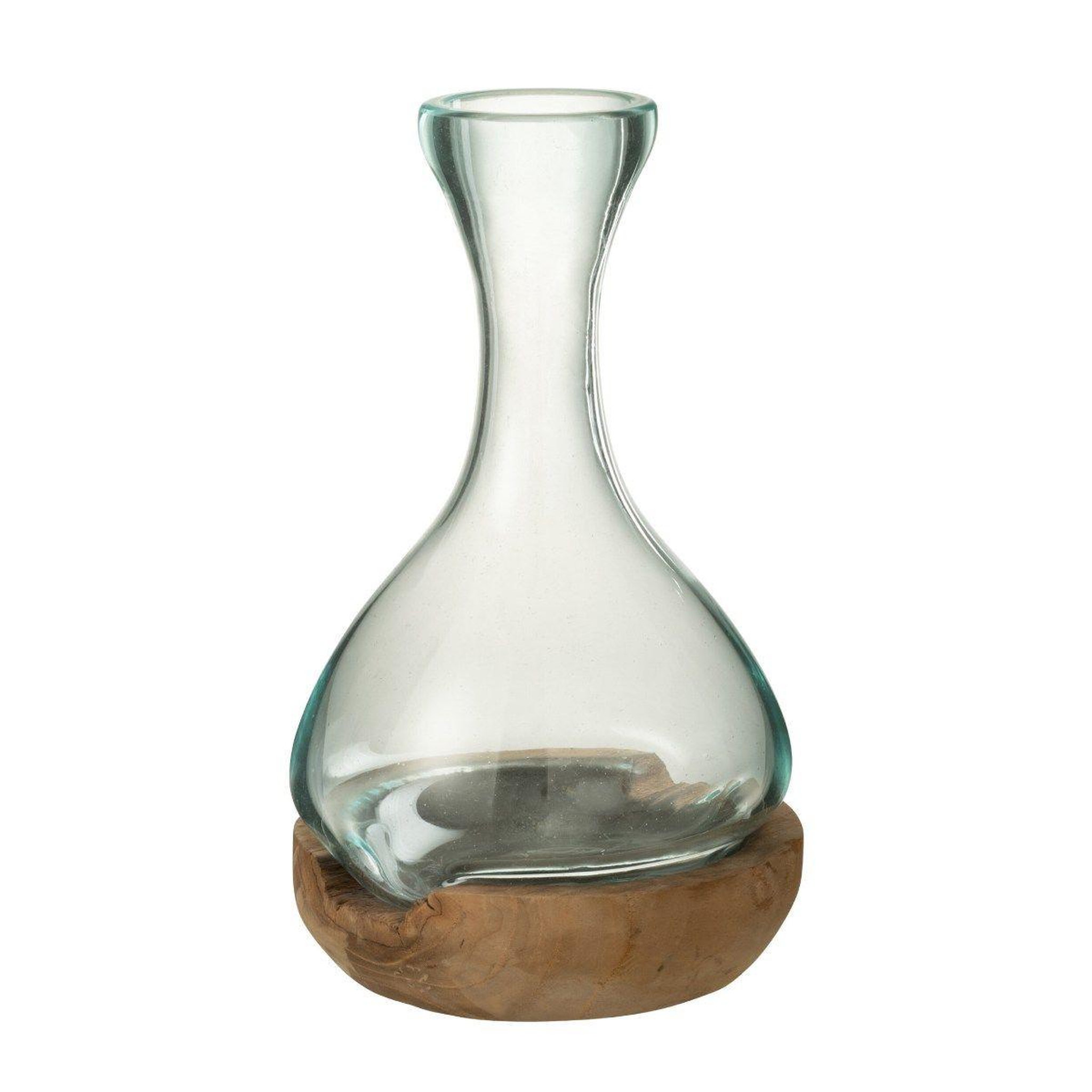 J-LINE Vase bouteille sur racine  gamal  29cm transparent