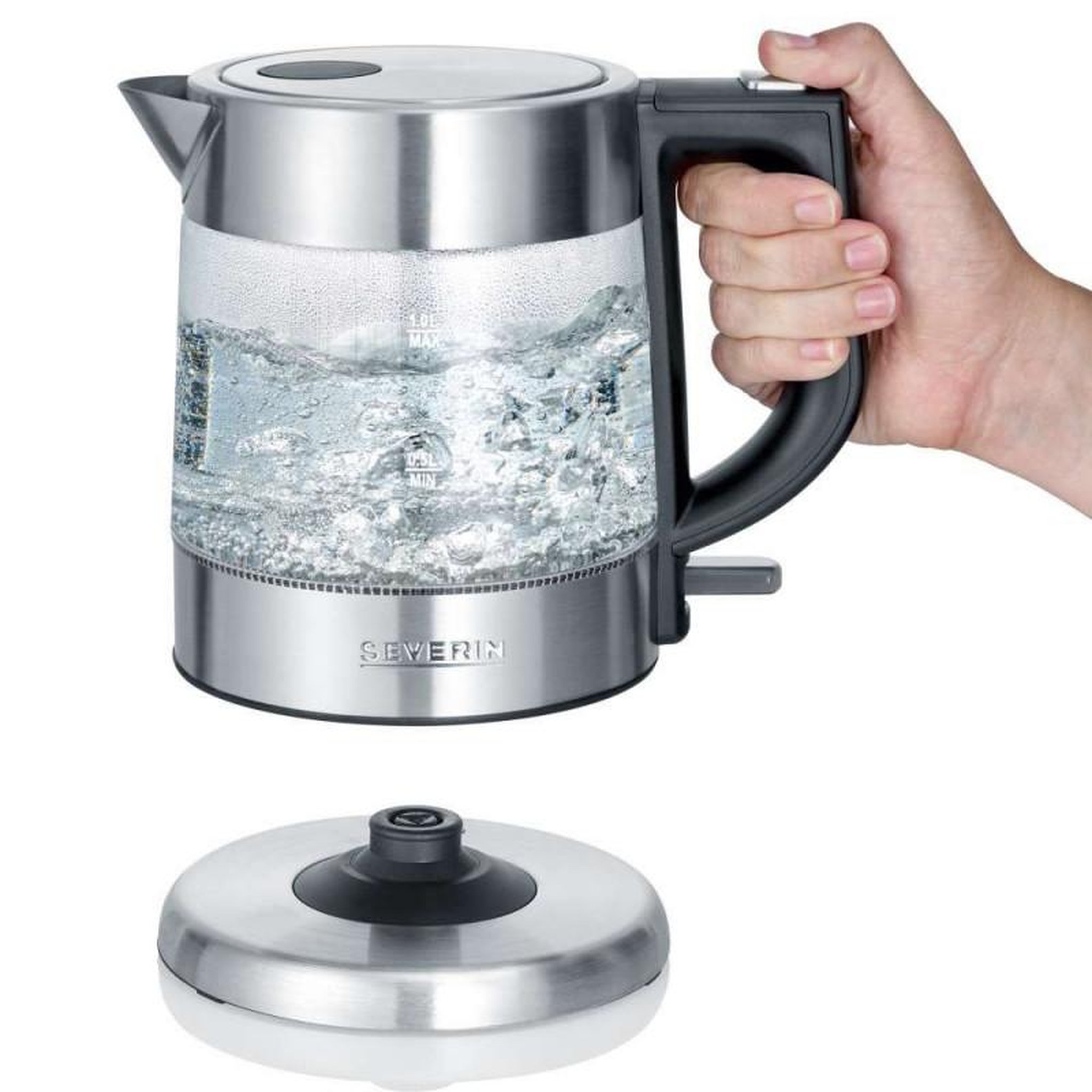 Voir la diapositive 3 : SEVERIN Bouilloire sans fil 1l 2200w verre/inox - wk3468